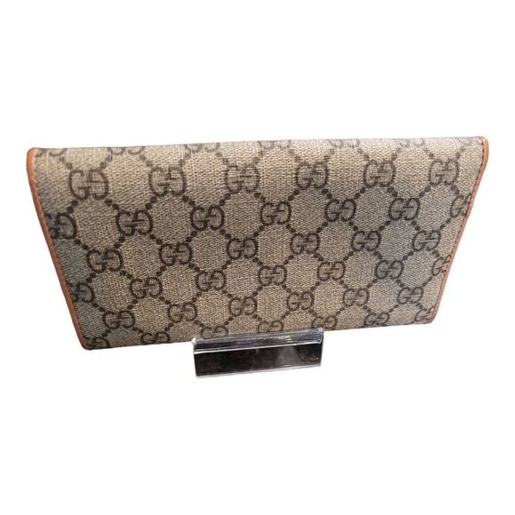 Gucci Coated Canvas Monogram Long Wallet with Pink Bow and Orange Interior EUC - Picture 5 of 12